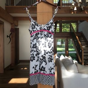Roxy Spaghetti Strap Dress with Black Flowers